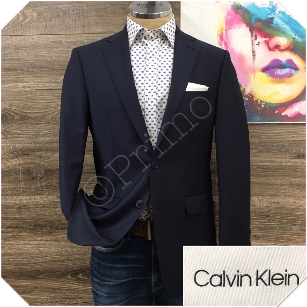 CALVIN KLEIN‎ Mens Wool Blazer Sport Coat Casual Jacket Size 40R Two Button Suit